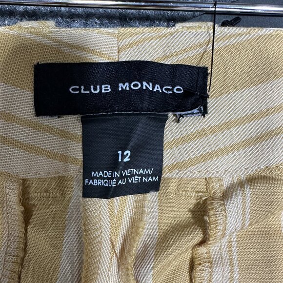 Club Monaco Pants Womens 12 Matie Slim Crop Yellow Stripe Cotton Stretch NEW - Picture 5 of 8